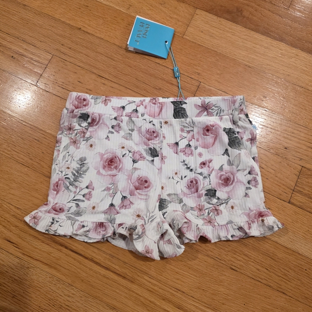 Posh Peanut Girl's Ribbed Floral Shorts